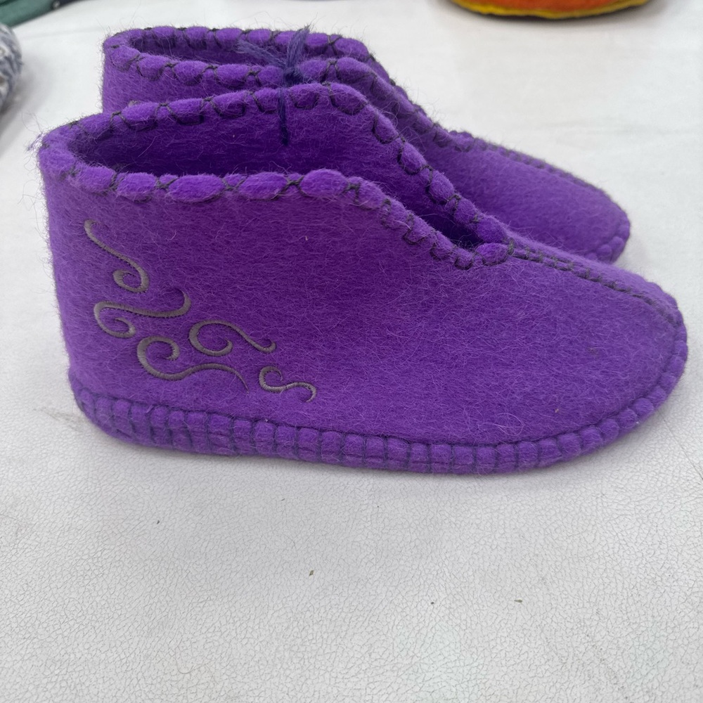 Purple Felt Baby Booties